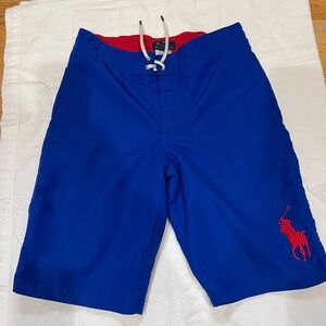 Polo by Ralph Lauren Blue Swim Trunks with Red Emblem